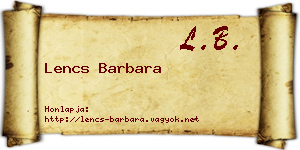 Lencs Barbara névjegykártya